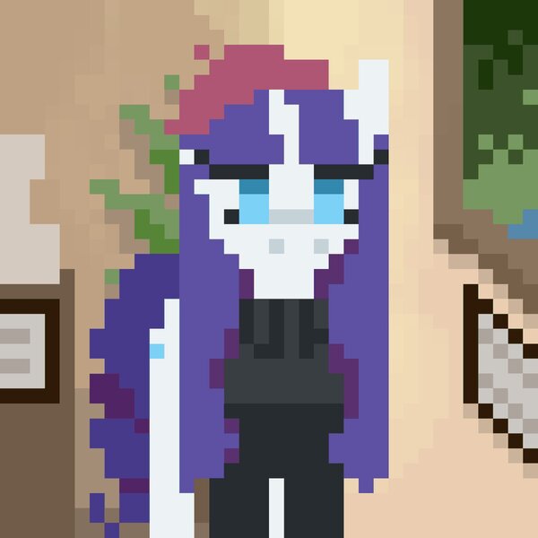 Size: 1200x1200 | Tagged: safe, artist:melodylibris, derpibooru import, rarity, pony, unicorn, beatnik rarity, beret, clothes, female, hat, image, jpeg, looking at you, mare, pixel art, solo, sweater, turtleneck