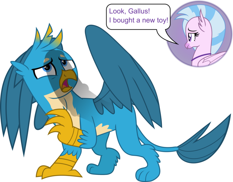 Size: 2596x2027 | Tagged: questionable, derpibooru import, gallus, silverstream, gryphon, hippogriff, derpibooru exclusive, female, gallstream, image, imminent pegging, implied dildo, implied sex toy, looking up, male, open mouth, phallic shadow, png, scared, shadow, shipping, show accurate, show accurate porn, speech bubble, straight, text, wings