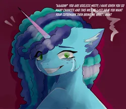 Size: 4031x3500 | Tagged: safe, artist:calaxsy, derpibooru import, pony, unicorn, g5, abuse, crying, female, freckles, image, implied opaline, internal screaming, jpeg, mare, misty brightdawn, sad, solo