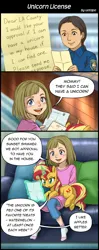 Size: 800x2020 | Tagged: safe, artist:uotapo, derpibooru import, sunset shimmer, human, pony, unicorn, comic, couch, cute, female, glow, glowing horn, horn, image, jpeg, letter, magic, mare, paper, pillow, shimmerbetes, telekinesis, uotapo is trying to murder us