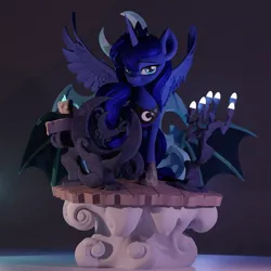 Size: 2717x2718 | Tagged: safe, artist:chyvak, derpibooru import, princess luna, alicorn, pony, 3d, 3d model, female, image, jpeg, looking at you, mare, smiling, smiling at you, solo, spread wings, wings