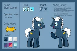 Size: 1920x1275 | Tagged: safe, artist:alexdti, derpibooru import, oc, oc:silver comet, pony, unicorn, image, magic, male, png, reference sheet, solo, stallion