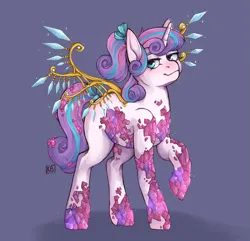 Size: 2247x2162 | Tagged: safe, alternate version, artist:karamboll, derpibooru import, princess flurry heart, alicorn, crystal pony, pony, commission, crystal, crystal wings, crystallized, full body, image, looking at you, png, smug, solo, standing, wings