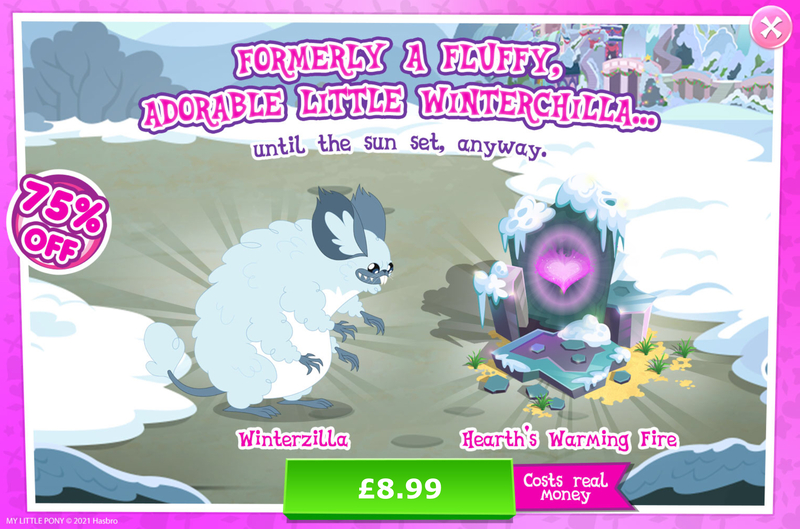 Size: 1962x1297 | Tagged: safe, derpibooru import, official, winterchilla, advertisement, costs real money, english, fire, fire of friendship, four arms, gameloft, hearth's warming, image, jpeg, mobile game, my little pony: magic princess, numbers, sale, sharp teeth, snow, solo, solo focus, teeth, text, whiskers, winterzilla