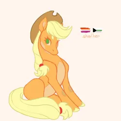 Size: 700x700 | Tagged: safe, artist:frostedsoul, derpibooru import, applejack, earth pony, pony, demiromantic, demiromantic pride flag, headcanon, image, lesbian pride flag, lgbt headcanon, png, pride, pride flag, solo