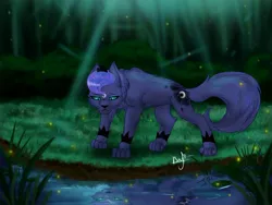 Size: 1600x1200 | Tagged: safe, artist:vera2002, derpibooru import, princess luna, cat, catified, female, image, jpeg, pond, reflection, solo, species swap, water