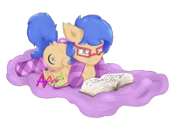 Size: 4960x3508 | Tagged: safe, artist:avacz, derpibooru import, oc, unofficial characters only, bat pony, blanket, book, cute, glasses, image, nerd, png, relaxing, resting