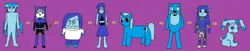 Size: 2724x556 | Tagged: safe, artist:klumthegreathero, derpibooru import, trixie, pony, unicorn, blue, blue (blue's clues), blue's clues, cartoon network, crossover, cute, diatrixes, female, g4, image, inside out, krystal, lapis lazuli (steven universe), mare, mirandos, my little pony, png, princess ruto, purple background, sadness (inside out), simple background, star fox, steven universe, toodee, versus, vs, yo gabba gabba!