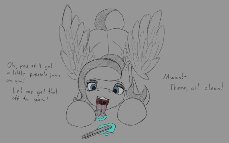 Size: 1280x800 | Tagged: suggestive, artist:stray prey, derpibooru import, oc, oc:lemon frost, oc:lucent, unofficial characters only, pegasus, pony, unicorn, image, jpeg, licking, micro, tongue out