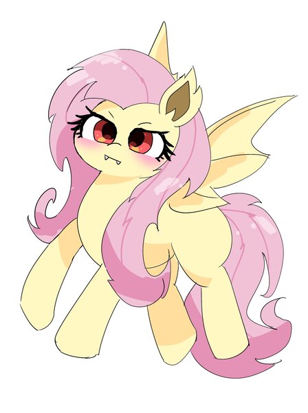 Size: 1530x2048 | Tagged: safe, artist:leo19969525, derpibooru import, fluttershy, bat pony, hybrid, pegasus, pony, cute, ears, ears up, female, flying, hair, image, jpeg, mane, mare, red eyes, shyabetes, simple background, solo, spread wings, tail, white background, wings