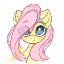 Size: 4096x4096 | Tagged: safe, alternate version, artist:jfrxd, derpibooru import, fluttershy, pegasus, pony, cute, ear fluff, eye clipping through hair, eyebrows, eyebrows visible through hair, hair over one eye, image, looking at you, png, shyabetes, simple background, sketch, smiling, smiling at you, solo, white background