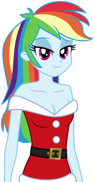 Size: 3116x5985 | Tagged: safe, artist:emeraldblast63, derpibooru import, rainbow dash, equestria girls, christmas, clothes, costume, female, holiday, image, lidded eyes, png, santa costume, sexy, sexy santa costume, simple background, solo, transparent background