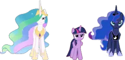 Size: 454x220 | Tagged: safe, artist:pascalmulokozi2, derpibooru import, edit, edited screencap, screencap, princess celestia, princess luna, twilight sparkle, twilight sparkle (alicorn), alicorn, pony, the ending of the end, background removed, crown, female, image, jewelry, mare, not a vector, png, regalia, royal sisters, siblings, simple background, sisters, transparent background, trio, trio female