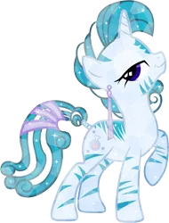 Size: 1533x2019 | Tagged: safe, artist:thunderdasher07, derpibooru import, oc, oc:masara, unofficial characters only, crystal pony, hybrid, pony, unicorn, zebra, zebracorn, zony, alternate hairstyle, crystallized, ear piercing, earring, female, image, jewelry, mare, piercing, png, simple background, solo, the crystal empire 10th anniversary, transparent background, vector