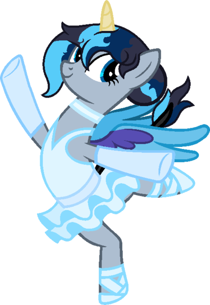 Size: 510x739 | Tagged: safe, artist:princessyanderequinn, derpibooru import, oc, oc:sapphire la elpis flare, alicorn, alicorn oc, alternate hairstyle, arabesque, ballerina, ballet, ballet bun, ballet pose, ballet slippers, choker, clothes, gloves, horn, image, on one leg, one arm up, png, tutu, tututiful, wings