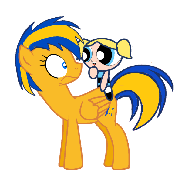 Size: 1000x1000 | Tagged: safe, artist:mlpfan3991, derpibooru import, oc, oc:flare spark, human, pegasus, pony, double rainboom, bubbles (powerpuff girls), cartoon network, crossover, cute, female, image, png, simple background, the powerpuff girls, transparent background