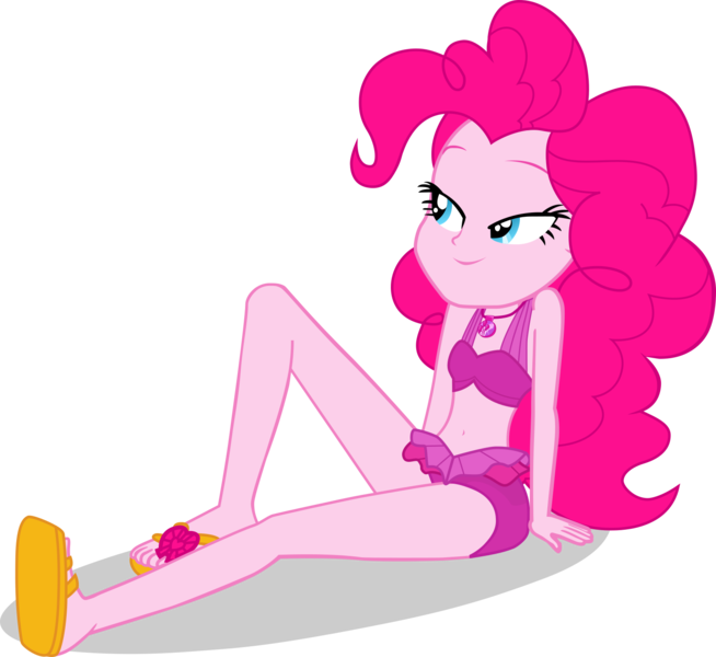 Size: 1603x1471 | Tagged: safe, artist:dustinwatsongkx, derpibooru import, pinkie pie, equestria girls, bare shoulders, bikini, clothes, feet, geode of sugar bombs, image, magical geodes, pinkie pie swimsuit, png, sandals, simple background, sleeveless, solo, swimsuit, transparent background, vector