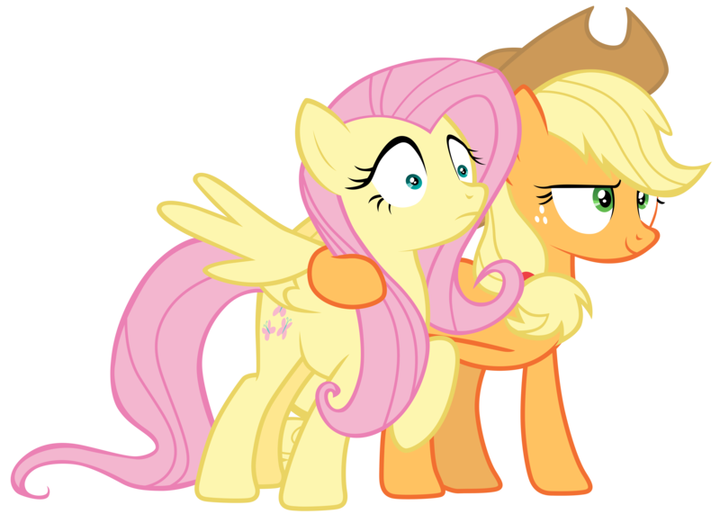 Size: 9800x7000 | Tagged: safe, artist:tardifice, derpibooru import, applejack, fluttershy, pony, absurd resolution, image, png, simple background, transparent background, vector