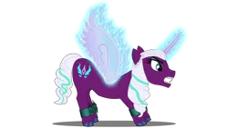 Size: 1920x1080 | Tagged: safe, derpibooru import, opaline, alicorn, pony, my little pony: make your mark, spoiler:g5, spoiler:my little pony: make your mark, female, flaming wings, g5, glow, glowing horn, horn, image, mare, png, predator, sharp teeth, solo, teeth