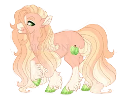 Size: 2900x2300 | Tagged: safe, artist:gigason, derpibooru import, oc, oc:peridot apple, earth pony, pony, image, magical lesbian spawn, obtrusive watermark, offspring, parent:amber laurel, parent:applejack, png, simple background, solo, transparent background, watermark