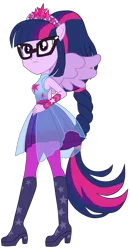 Size: 1800x3429 | Tagged: safe, artist:gmaplay, derpibooru import, sci-twi, twilight sparkle, cheer you on, equestria girls, equestria girls series, spoiler:eqg series (season 2), alternate hairstyle, armpits, belt, clothes, frills, image, jewelry, knee-high boots, png, ponied up, pony ears, regalia, skirt, sleeveless, solo, super ponied up, wings