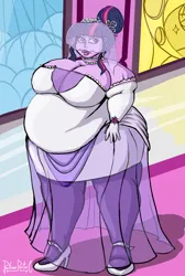 Size: 800x1187 | Tagged: suggestive, artist:professordoctorc, derpibooru import, twilight sparkle, equestria girls, alternate hairstyle, bbw, big breasts, breasts, bride, cleavage, clothes, dress, egg, fat, gloves, high heels, huge breasts, image, jewelry, necklace, obese, png, shoes, socks, ssbbw, stockings, thigh highs, veil, wedding dress