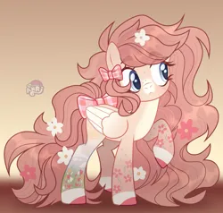 Size: 1280x1221 | Tagged: safe, artist:emperor-anri, derpibooru import, oc, unofficial characters only, pegasus, pony, bow, colored hooves, eyelashes, female, flower, flower in hair, image, jpeg, mare, pegasus oc, raised hoof, smiling, tail, tail bow, wings