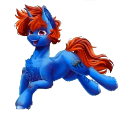 Size: 2000x1800 | Tagged: safe, artist:querisyart, derpibooru import, oc, oc:whirling flow, unofficial characters only, pony, unicorn, derpibooru community collaboration, 2023 community collab, chest fluff, image, looking at you, male, png, prancing, simple background, smiling, smiling at you, solo, stallion, transparent background, two toned mane, unshorn fetlocks