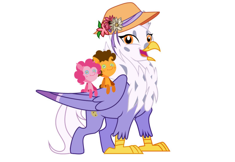 Size: 3722x2572 | Tagged: safe, artist:arcticwindsbases, artist:besttubahorse, artist:idkhesoff, derpibooru import, cheese sandwich, pinkie pie, oc, oc:gerbera, unofficial characters only, earth pony, hippogriff, pony, derpibooru community collaboration, 2023 community collab, base used, cheesepie, chest fluff, cute, female, flower, hat, hippogriff oc, image, male, mare, open mouth, plushie, png, shipping, simple background, solo, stallion, straight, sun hat, transparent background