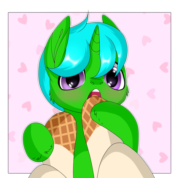 Size: 4847x4850 | Tagged: suggestive, artist:benita, derpibooru import, oc, oc:green byte, oc:vanillaberry swirl, ponified, earth pony, food pony, original species, pony, unicorn, blushing, commission, female, fetish, food, heart, heart background, hoof fetish, image, male, mare, png, simple background, stallion, ych result