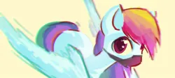 Size: 1145x513 | Tagged: safe, artist:adamscage, derpibooru import, rainbow dash, pegasus, pony, face mask, female, image, jpeg, mare, mask, simple background, sketch, solo, yellow background