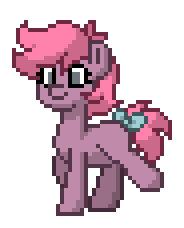 Size: 184x228 | Tagged: safe, artist:j-pinkie, derpibooru import, ember (g1), pony, animated, bow, g1, g1 to g4, g4, generation leap, gif, image, pixel art, simple background, solo, tail, tail bow, transparent background, walk cycle, walking
