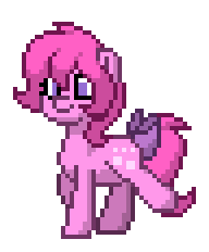 Size: 192x232 | Tagged: safe, artist:j-pinkie, derpibooru import, cotton candy (g1), pony, animated, bow, g1, g1 to g4, g4, generation leap, gif, image, pixel art, simple background, solo, tail, tail bow, transparent background, walk cycle, walking