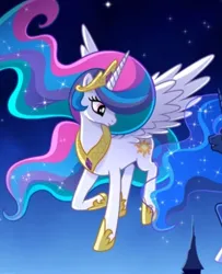 Size: 1080x1332 | Tagged: safe, princess celestia, hoof shoes, image, jpeg, my little pony, night