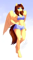 Size: 804x1443 | Tagged: suggestive, artist:scarlet-spectrum, derpibooru import, oc, oc:lucy harmony, unofficial characters only, anthro, pegasus, unguligrade anthro, eyeshadow, image, makeup, pegasus oc, png, solo, wings