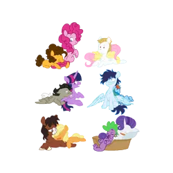 Size: 1907x1907 | Tagged: safe, artist:jinx-paradox, artist:rickysocjs, derpibooru import, applejack, bulk biceps, cheese sandwich, discord, fluttershy, pinkie pie, rainbow dash, rarity, soarin', spike, trouble shoes, twilight sparkle, twilight sparkle (alicorn), alicorn, dragon, earth pony, pegasus, pony, unicorn, base used, basket, cheesepie, cuddling, discolight, female, flutterbulk, image, male, mare, png, pony discord, shipping, simple background, sleeping, soarindash, sparity, stallion, straight, tail, tail pillow, transparent background, troublejack