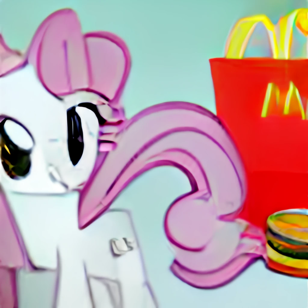 Size: 1024x1024 | Tagged: safe, craiyon, derpibooru import, machine learning generated, earth pony, pony, big mac (burger), burger, food, hamburger, happy meal, image, mcdonald's, not pinkie pie, png, solo, wat, what has science done