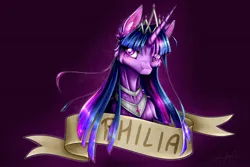 Size: 2250x1500 | Tagged: safe, artist:deadfox89216134, derpibooru import, part of a set, twilight sparkle, twilight sparkle (alicorn), alicorn, pony, 2021, banner, bust, cheek fluff, chest fluff, image, jewelry, jpeg, old art, regalia, skinny, slim, solo, sternocleidomastoid, thin