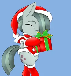 Size: 2255x2434 | Tagged: safe, artist:a.s.e, derpibooru import, marble pie, pony, christmas, christmas stocking, cute, female, happy, holiday, image, jpeg, marblebetes, mare, present, simple background, smiling, solo, solo female