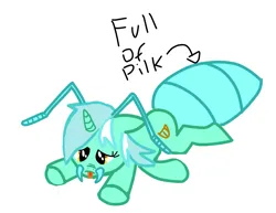 Size: 1839x1419 | Tagged: safe, artist:azgchip, derpibooru import, lyra heartstrings, ant, ant pony, hybrid, insect, original species, pony, unicorn, antennae, female, full of pilk, image, lying down, lyrant, mare, multiple legs, pilk, png, prone, solo, sploot, unhappy