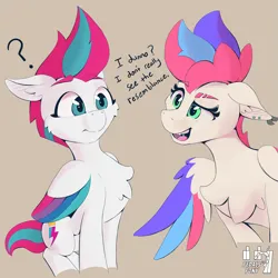 Size: 3035x3035 | Tagged: safe, artist:pedalspony, derpibooru import, zipp storm, oc, oc:pedals, pegasus, pony, dialogue, ear piercing, freckles, g5, image, open mouth, piercing, png, simple background, talking, teeth, tongue out, tongue piercing