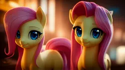 Size: 4096x2304 | Tagged: safe, ai content, derpibooru import, generator:anything pony: sd is magic, machine learning generated, stable diffusion, fluttershy, pony, g4, anything pony: sd is magic, blue eyes, female, image, jpeg, looking at you, prompt in description, prompter:marusame, simple background, smiling, smiling at you