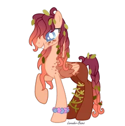 Size: 2069x2087 | Tagged: safe, artist:blauyblu, derpibooru import, oc, unofficial characters only, pegasus, pony, base used, bracelet, colored pupils, female, flower, grin, image, jewelry, leaves, leaves in hair, magical lesbian spawn, mare, offspring, parent:fluttershy, parent:princess luna, parents:lunashy, pegasus oc, png, raised hoof, simple background, smiling, solo, transparent background, wings