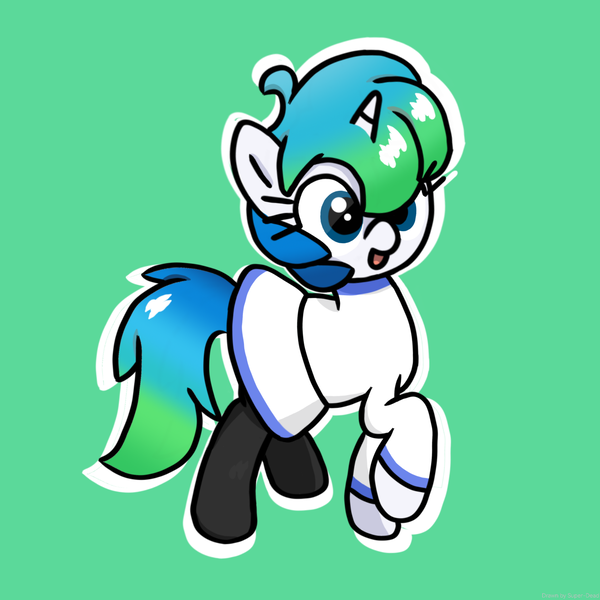 Size: 2048x2048 | Tagged: safe, artist:super-dead, derpibooru import, ponified, pony, unicorn, browser ponies, clothes, female, gradient mane, image, microsoft edge, outline, png, raised hoof, simple background, skirt, solo, white outline