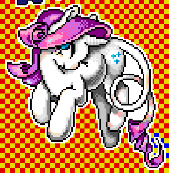 Size: 647x660 | Tagged: safe, artist:anonymous, rarity, pony, unicorn, curly mane, curly tail, female, image, long tail, mane, mare, pixel art, pixelplanet.fun, png, purple mane