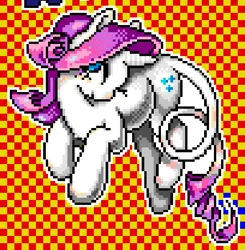 Size: 647x660 | Tagged: safe, artist:anonymous, rarity, pony, unicorn, curly mane, curly tail, female, image, long tail, mane, mare, pixel art, pixelplanet.fun, png, purple mane