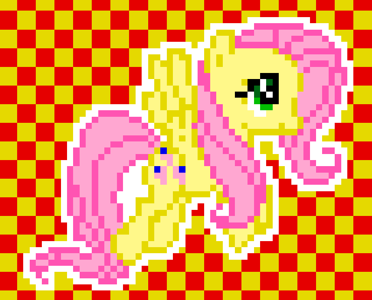 Size: 738x596 | Tagged: safe, artist:anonymous, fluttershy, pegasus, pony, female, green eyes, image, mane, mare, pink mane, pink tail, pixel art, pixelplanet.fun, png, solo