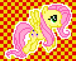 Size: 738x596 | Tagged: safe, artist:anonymous, fluttershy, pegasus, pony, female, green eyes, image, mane, mare, pink mane, pink tail, pixel art, pixelplanet.fun, png, solo