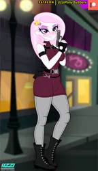 Size: 345x600 | Tagged: suggestive, artist:uzzi-ponydubberx, derpibooru import, fleur-de-lis, human, equestria girls, ada wong, clothes, commission, cosplay, costume, female, gun, image, jpeg, looking at you, resident evil, solo, solo female, weapon