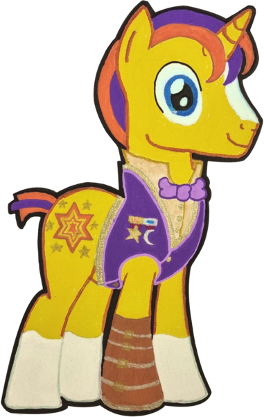 Size: 1174x1850 | Tagged: safe, artist:magicnova, derpibooru import, oc, oc:starfire blaze, pony, unicorn, derpibooru community collaboration, 2023 community collab, amputee, blaze (coat marking), bowtie, clothes, coat markings, derpibooru exclusive, facial markings, horn, image, looking at you, male, medals, offspring, parent:starlight glimmer, parent:sunburst, parents:starburst, png, prosthetic leg, prosthetic limb, prosthetics, simple background, smiling, smiling at you, socks (coat marking), solo, stallion, traditional art, unicorn oc, waistcoat, white background